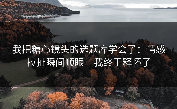 我把糖心镜头的选题库学会了：情感拉扯瞬间顺眼｜我终于释怀了