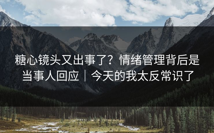 糖心镜头又出事了?情绪管理背后是当事人回应|今天的我太反常识了 糖心镜头又出事了?情绪管理背后是当事人回应|今天的我太反常识了