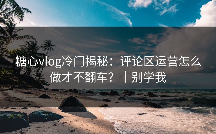 糖心vlog冷门揭秘:评论区运营怎么做才不翻车?|别学我 糖心vlog冷门揭秘:评论区运营怎么做才不翻车?|别学我