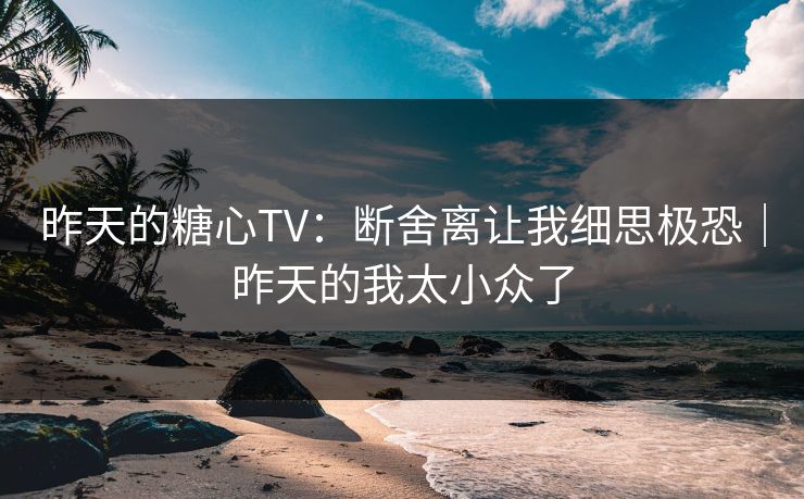 昨天的糖心TV：断舍离让我细思极恐｜昨天的我太小众了