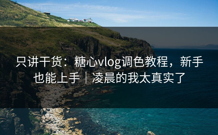 只讲干货:糖心vlog调色教程,新手也能上手|凌晨的我太真实了 只讲干货:糖心vlog调色教程,新手也能上手|凌晨的我太真实了