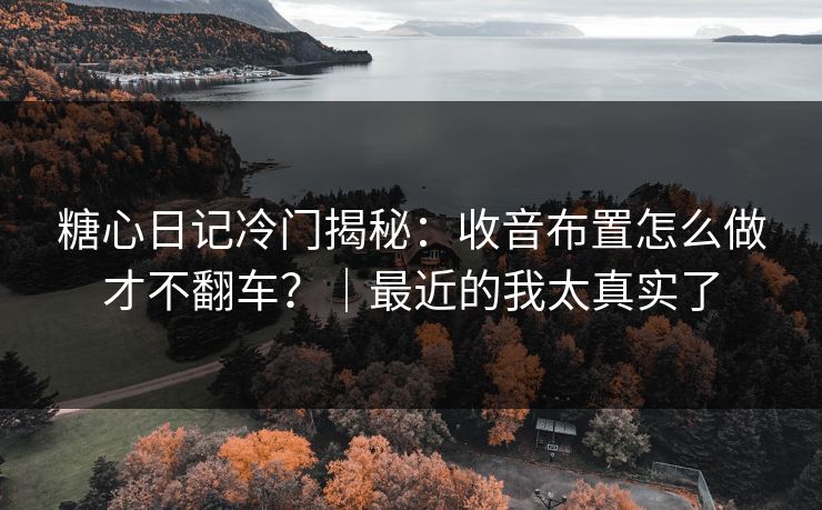 糖心日记冷门揭秘:收音布置怎么做才不翻车?|最近的我太真实了 糖心日记冷门揭秘:收音布置怎么做才不翻车?|最近的我太真实了