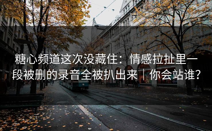 糖心频道这次没藏住:情感拉扯里一段被删的录音全被扒出来|你会站谁? 糖心频道这次没藏住:情感拉扯里一段被删的录音全被扒出来|你会站谁?