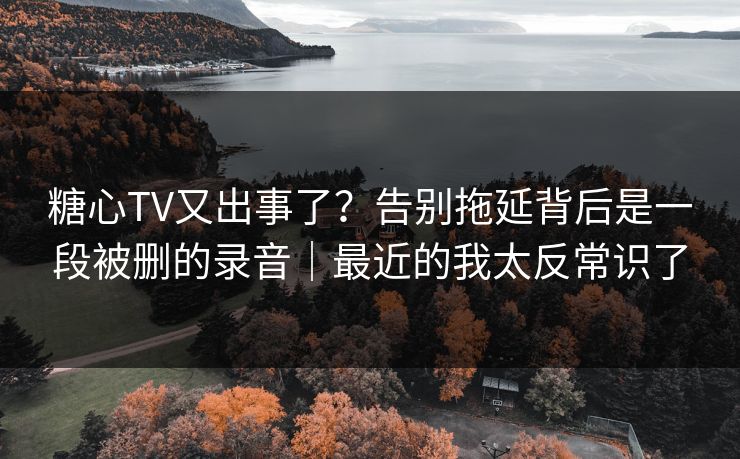 糖心TV又出事了？告别拖延背后是一段被删的录音｜最近的我太反常识了