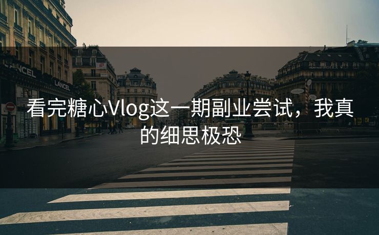 看完糖心Vlog这一期副业尝试，我真的细思极恐
